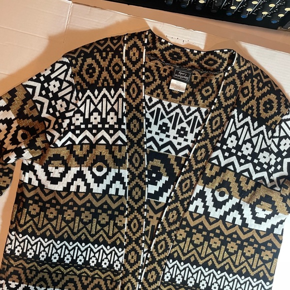 Southern Lady Cardigan Sweater Aztec Print Long Sleeve Open Front Size 2X - Picture 9 of 13